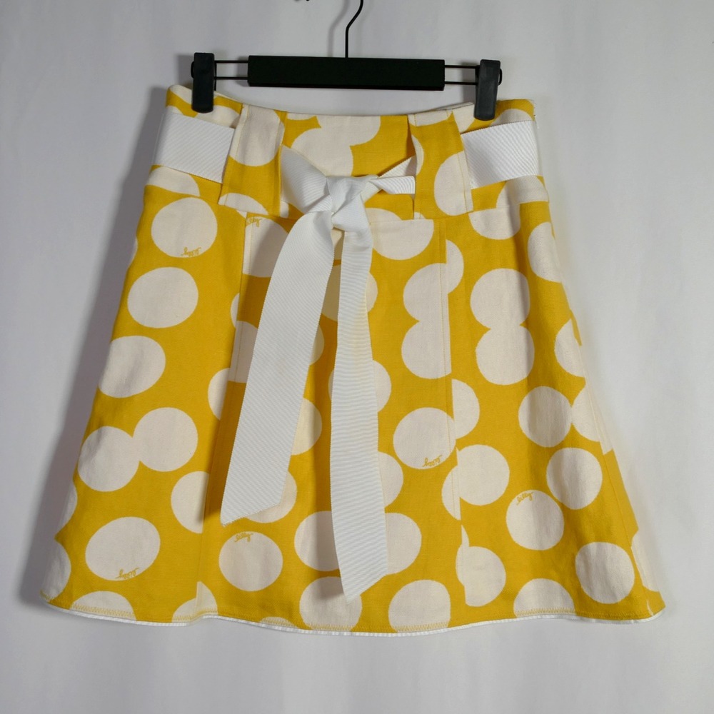 Lilly‎ Pulitzer Womens Linen Cotton Polka Dot Skirt Size 2 Resort Travel Preppy
